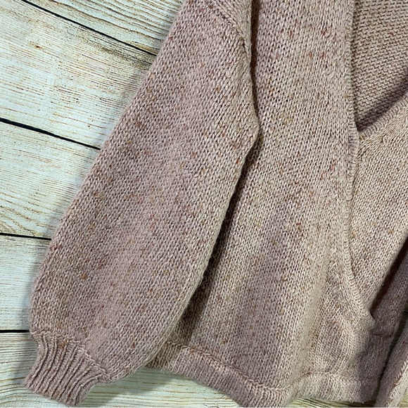 Madewell pink chunky knit sweater women size Small wrap front pullover - Picture 7 of 12